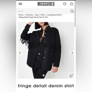 Misguided black denim oversized fringe shacket. Size S (runs very large)